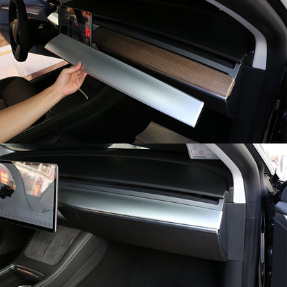 Tesla Model 3 Y SILVER  CHROME Dashboard Decorative Cover  Premium Interior Upgrade