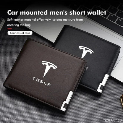 PU Black Leather Wallet / Licence Holder with Tesla Logo - TESLARY Tesla Shop Accessories Europe Nederlands Dublin Cork Ireland Deutschland Espana Alicante France Italia