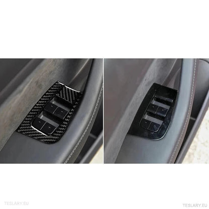 Real Soft Carbon Fiber Electric Window Trim Pieces for Tesla Model 3 & Y - TESLARY Tesla Shop Accessories Europe Nederlands Ireland Deutschland Espana Alicante France Italia