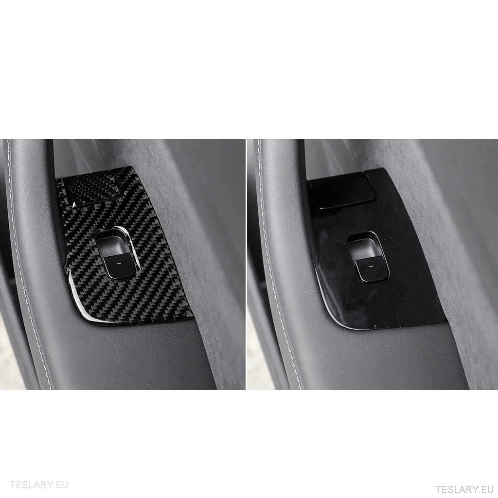 Real Soft Carbon Fiber Electric Window Trim Pieces for Tesla Model 3 & Y - TESLARY Tesla Shop Accessories Europe Nederlands Ireland Deutschland Espana Alicante France Italia