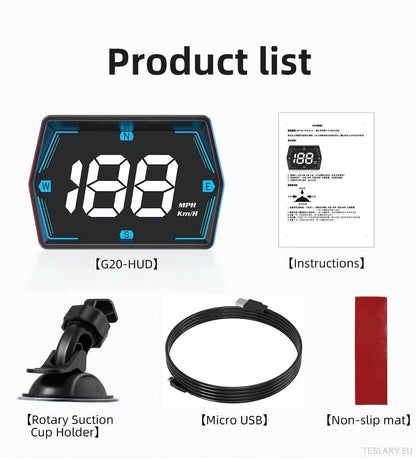 SmartDrive 2024: Advanced Car HUD with GPS & Safety Alerts - TESLARY Tesla Shop Accessories Europe Nederlands Ireland Deutschland Espana Alicante France Italia