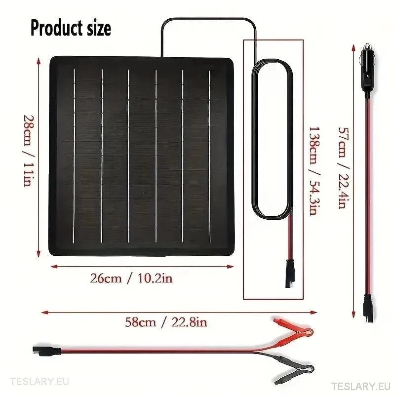 Solar Trickle Charger for Tesla EV 12 Volt Battery - TESLARY Tesla Shop Accessories Europe Nederlands Ireland Deutschland Espana Alicante France Italia