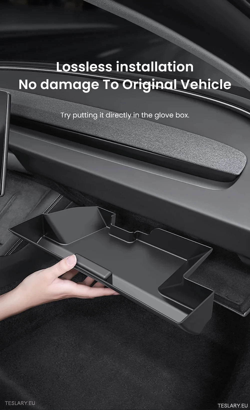 Tesla 3 Highland Central Glovebox Storage Organiser ( LEFT HAND DRIVE ONLY ) - TESLARY Tesla Shop Accessories Europe Nederlands Dublin Cork Ireland Deutschland Espana Alicante France Italia