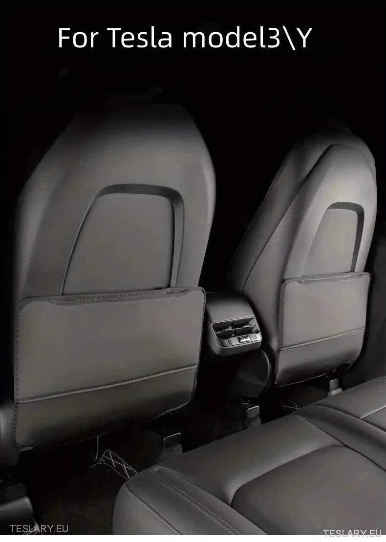 Tesla 3/Y Seat Back Anti Kick Pads & Storage ( TWIN PACK ) - TESLARY Tesla Shop Accessories Europe Nederlands Dublin Cork Ireland Deutschland Espana Alicante France Italia