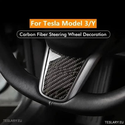 Tesla 3/Y Steering Carbon Fiber Style Trim Cover - TESLARY Tesla Shop Accessories Europe Nederlands Dublin Cork Ireland Deutschland Espana Alicante France Italia