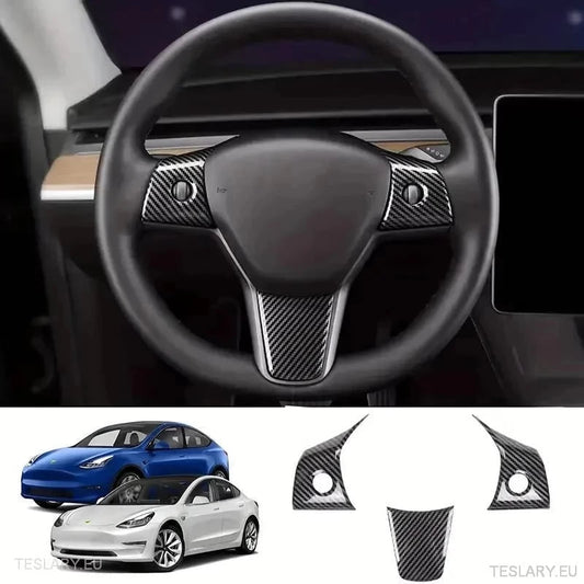 Tesla 3/Y Steering Wheel Upgrade Cover in Black Carbon or White - TESLARY Tesla Shop Accessories Europe Nederlands Ireland Deutschland Espana Alicante France Italia