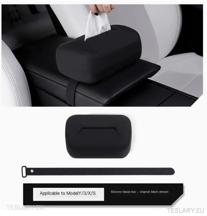 Tesla 3/Y/X/S Silicone Tissue Holder with Adjustable Strap - TESLARY Tesla Shop Accessories Europe Nederlands Ireland Deutschland Espana Alicante France Italia