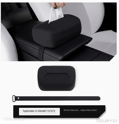 Tesla 3/Y/X/S Silicone Tissue Holder with Adjustable Strap - TESLARY Tesla Shop Accessories Europe Nederlands Ireland Deutschland Espana Alicante France Italia
