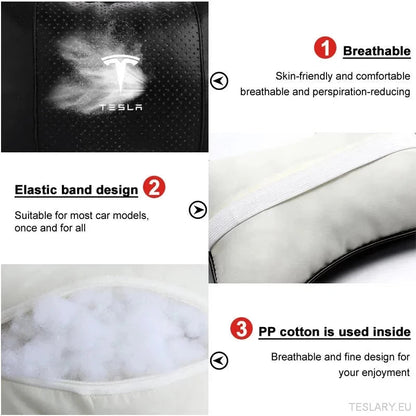 Tesla Car Seat Headrest Pillow - Premium Neck Support Cushion - TESLARY Tesla Shop Accessories Europe Nederlands Dublin Cork Ireland Deutschland Espana Alicante France Italia