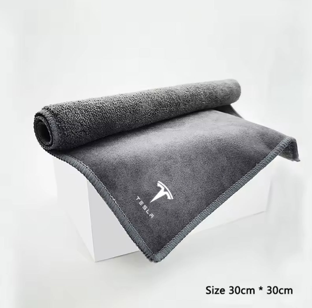 Tesla Car Wash Microfiber Towel Premium Auto Detailing Cloth with Logo - TESLARY Tesla Shop Accessories Europe Nederlands Dublin Cork Ireland Deutschland Espana Alicante France Italia