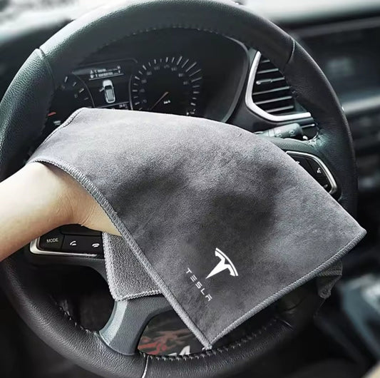 Tesla Car Wash Microfiber Towel Premium Auto Detailing Cloth with Logo - TESLARY Tesla Shop Accessories Europe Nederlands Dublin Cork Ireland Deutschland Espana Alicante France Italia