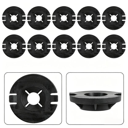 An automotive parts diagram showing a black circular component labeled 1110713-99-C, with a line drawing of a vehicle body panel indicating mounting locations marked with red circles. TESLA_111071399C_BUY_FROM_EUROPES_TESLA_ACCESSORIES_SPECIALISTS_TESLARY.EU_TESLARY.IE_TESLARY.PT_TESLARY.ES_TESLARY.NL_TESLARY.FR