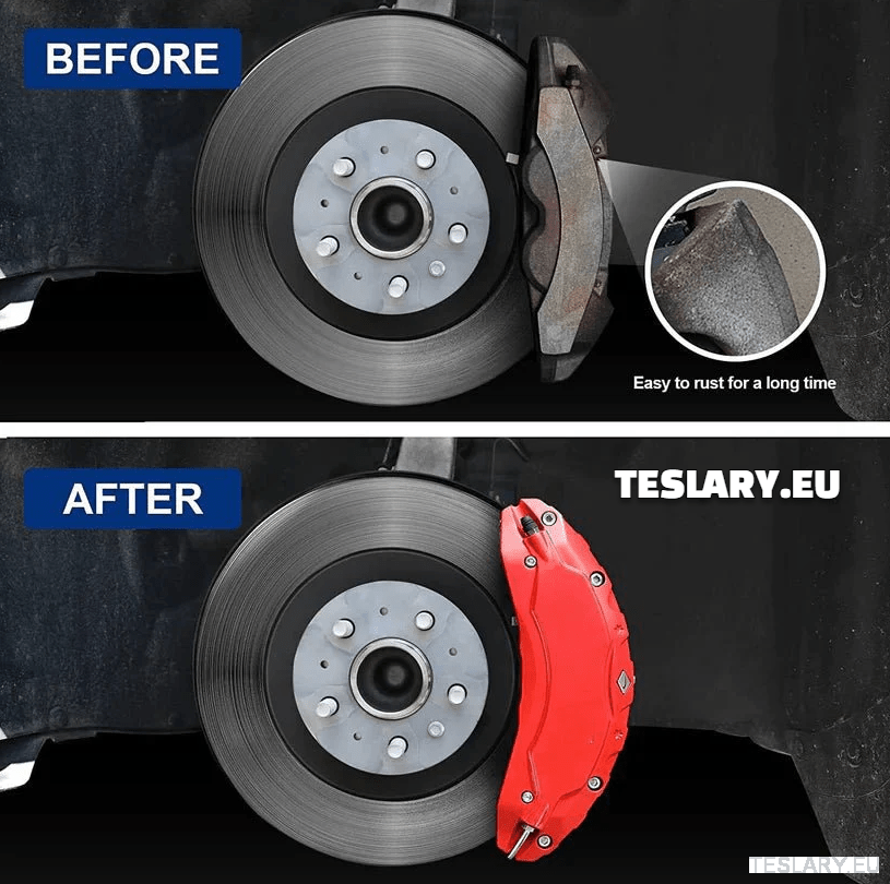 Tesla Model 3 / 3+ / Y Aluminium Brake Caliper Covers ( Set of 4 Pieces ) - TESLARY Tesla Shop Accessories Europe Nederlands Dublin Cork Ireland Deutschland Espana Alicante France Italia