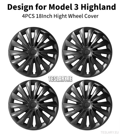 Tesla Model 3+ Highland 18" Blade Style Wheel Covers - Matte Black - TESLARY Tesla Shop Accessories Europe Nederlands Dublin Cork Ireland Deutschland Espana Alicante France Italia