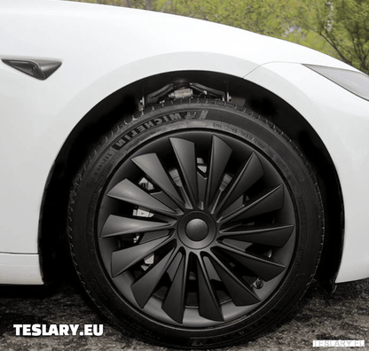 Tesla Model 3+ Highland 18" Blade Style Wheel Covers - Matte Black - TESLARY Tesla Shop Accessories Europe Nederlands Dublin Cork Ireland Deutschland Espana Alicante France Italia