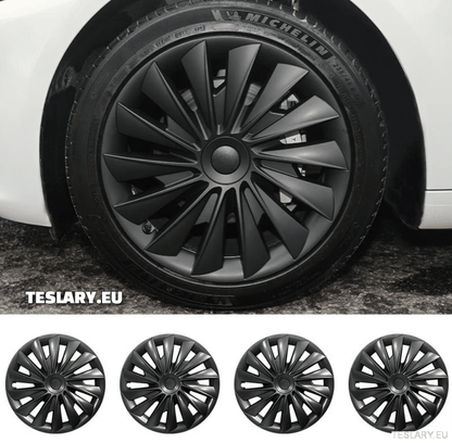 Tesla Model 3+ Highland 18" Blade Style Wheel Covers - Matte Black - TESLARY Tesla Shop Accessories Europe Nederlands Dublin Cork Ireland Deutschland Espana Alicante France Italia