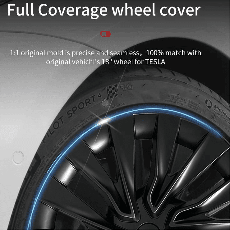 TESLA MODEL 3 HIGHLAND 18 INCH MATTE BLACK PERFORMANCE WHEEL COVERS HUB CAPS WITH FREE FEDEX DELIVERY ACROSS EUROPE FROM IRELAND AND EUROPES TESLARY.EU