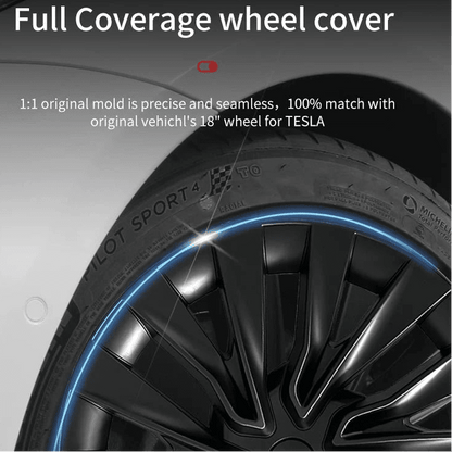 TESLA MODEL 3 HIGHLAND 18 INCH MATTE BLACK PERFORMANCE WHEEL COVERS HUB CAPS WITH FREE FEDEX DELIVERY ACROSS EUROPE FROM IRELAND AND EUROPES TESLARY.EU
