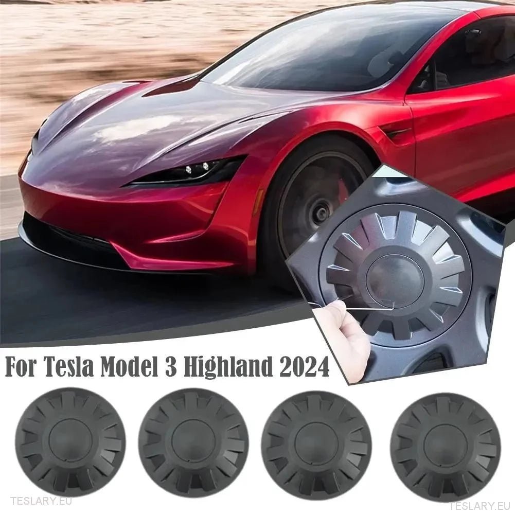Tesla Model 3 Highland Performance Centre Hub Caps - TESLARY Tesla Shop Accessories Europe Nederlands Dublin Cork Ireland Deutschland Espana Alicante France Italia