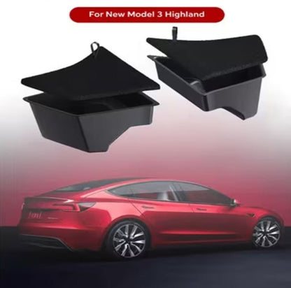 Tesla Model 3 Highland Rear Trunk Organiser Side Pockets with Lids ( 2 ) - TESLARY Tesla Shop Accessories Europe Nederlands Dublin Cork Ireland Deutschland Espana Alicante France Italia