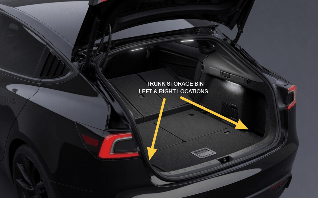 Tesla Model 3 Highland Rear Trunk Organiser Side Pockets with Lids ( 2 ) - TESLARY Tesla Shop Accessories Europe Nederlands Dublin Cork Ireland Deutschland Espana Alicante France Italia