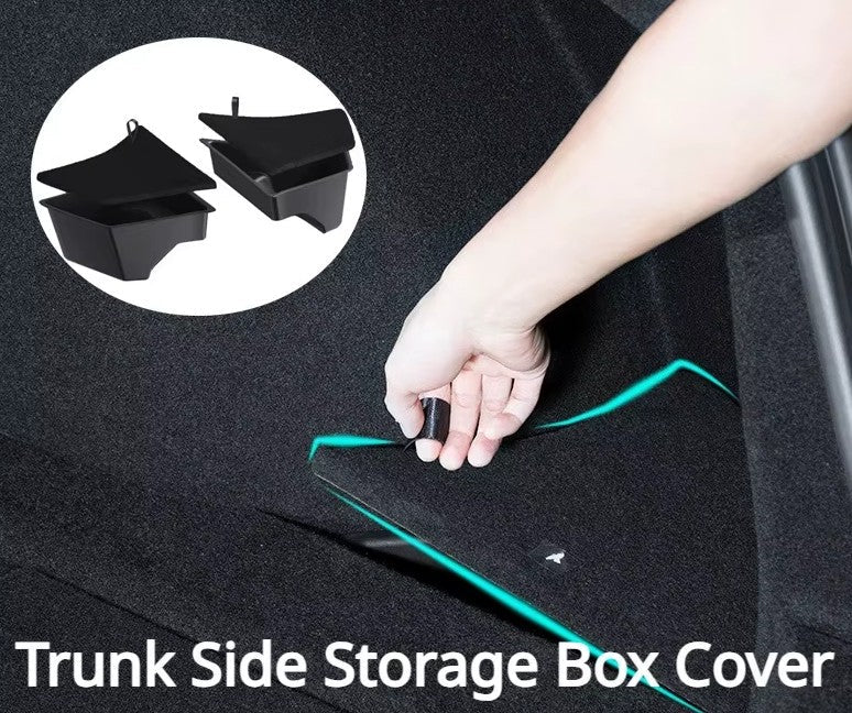 Tesla Model 3 Highland Rear Trunk Organiser Side Pockets with Lids ( 2 ) - TESLARY Tesla Shop Accessories Europe Nederlands Dublin Cork Ireland Deutschland Espana Alicante France Italia