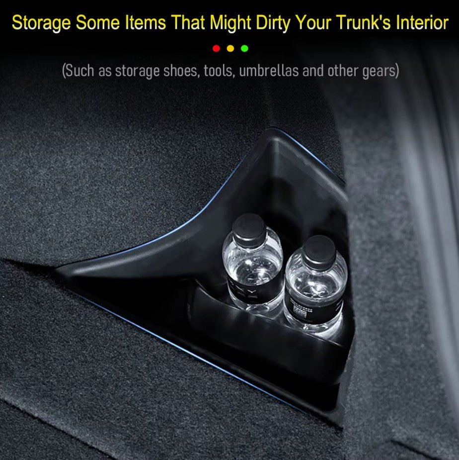 Tesla Model 3+ Highland Trunk opbergbakken met deksels van zeer sterk kunststof (nieuw ontwerp) - TESLARY Tesla Shop Accessoires Europa Nederlands Dublin Cork Ierland Duitsland Spanje Alicante Frankrijk Italië