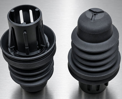 Tesla Model 3 kofferbakbufferblokken links en rechts, veer- en schokabsorberende rubberen bumpers voor de kofferbakdeksel, OEM-onderdeelnummer 110876700B. Te koop in Ierland en Europa. Teslary.eu