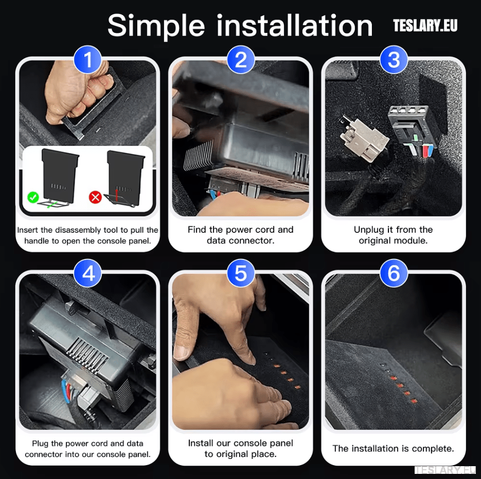 Tesla Model 3 / Y Centre Console Data Storage & USB Expansion Upgrade Panel - TESLARY Tesla Shop Accessories Europe Nederlands Dublin Cork Ireland Deutschland Espana Alicante France Italia