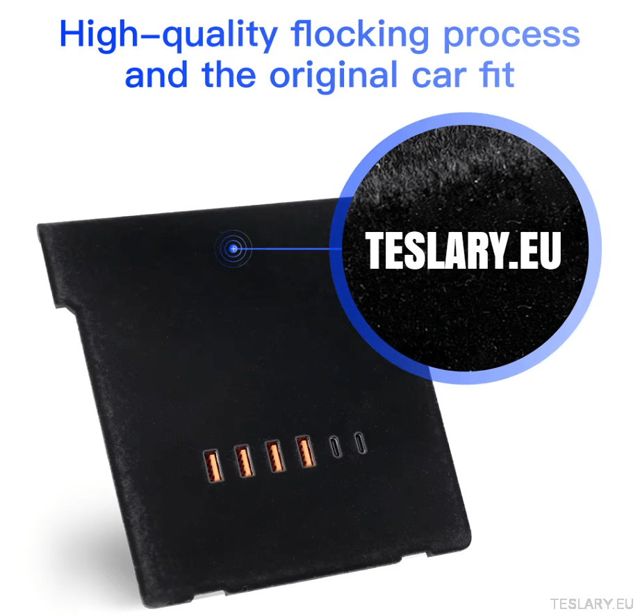 Tesla Model 3 / Y Centre Console Data Storage & USB Expansion Upgrade Panel - TESLARY Tesla Shop Accessories Europe Nederlands Dublin Cork Ireland Deutschland Espana Alicante France Italia