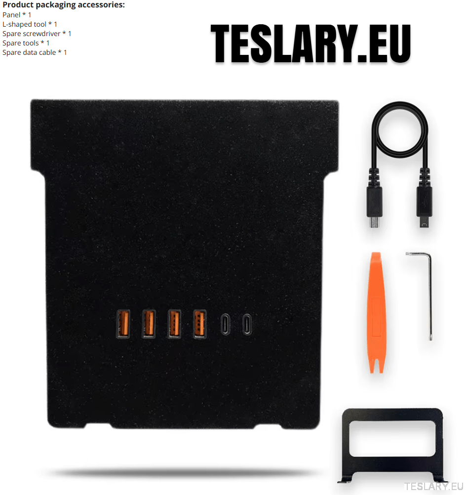Tesla Model 3 / Y Centre Console Data Storage & USB Expansion Upgrade Panel - TESLARY Tesla Shop Accessories Europe Nederlands Dublin Cork Ireland Deutschland Espana Alicante France Italia