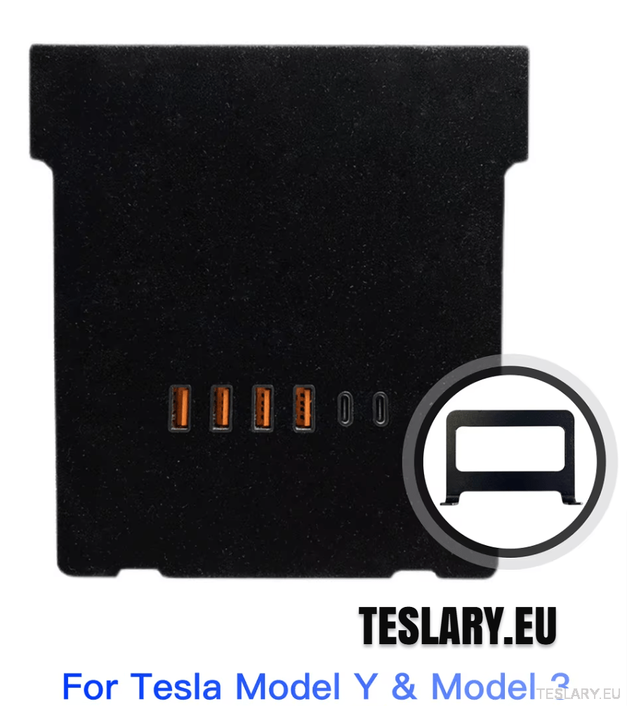 Tesla Model 3 / Y Centre Console Data Storage & USB Expansion Upgrade Panel - TESLARY Tesla Shop Accessories Europe Nederlands Dublin Cork Ireland Deutschland Espana Alicante France Italia