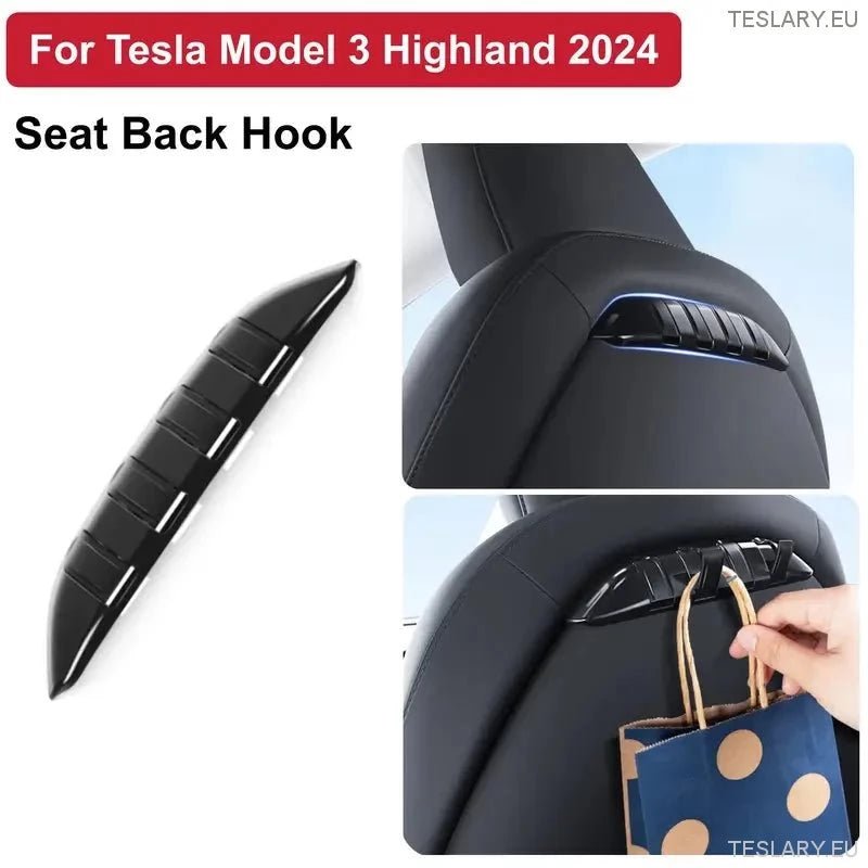 Tesla Model 3 / Y & Highland Hidden Hook for Back of Passenger or Driver Seats - TESLARY Tesla Shop Accessories Europe Nederlands Ireland Deutschland Espana Alicante France Italia