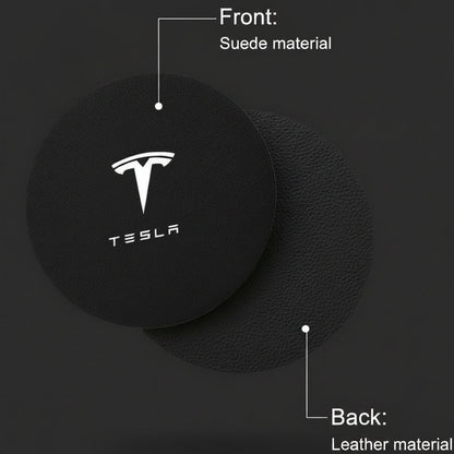 Tesla Model 3 YSX Mittelkonsolen-Bechereinsätze aus schwarzem Leder mit Logo - TESLARY Tesla Shop Zubehör Europa Niederlande Dublin Cork Irland Deutschland Spanien Alicante Frankreich Italien
