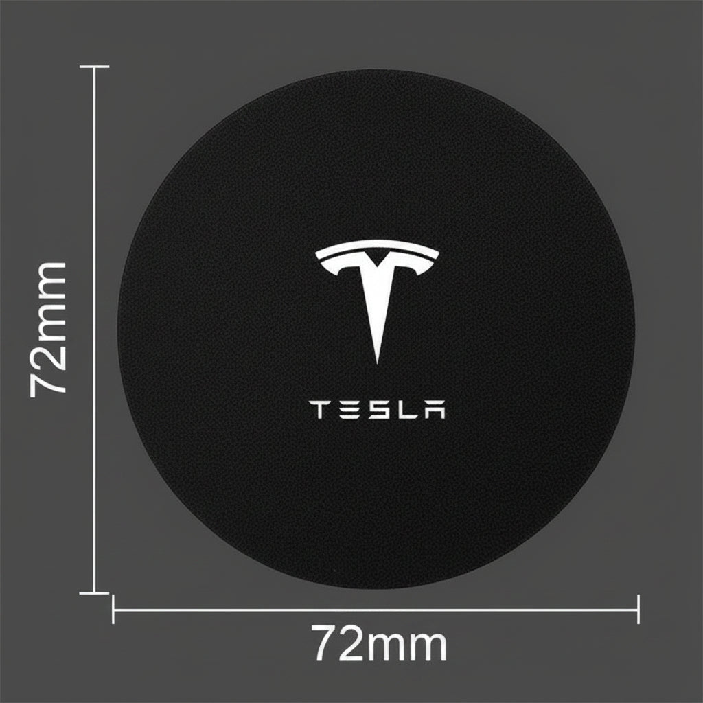 Tesla Model 3 YSX Mittelkonsolen-Bechereinsätze aus schwarzem Leder mit Logo - TESLARY Tesla Shop Zubehör Europa Niederlande Dublin Cork Irland Deutschland Spanien Alicante Frankreich Italien