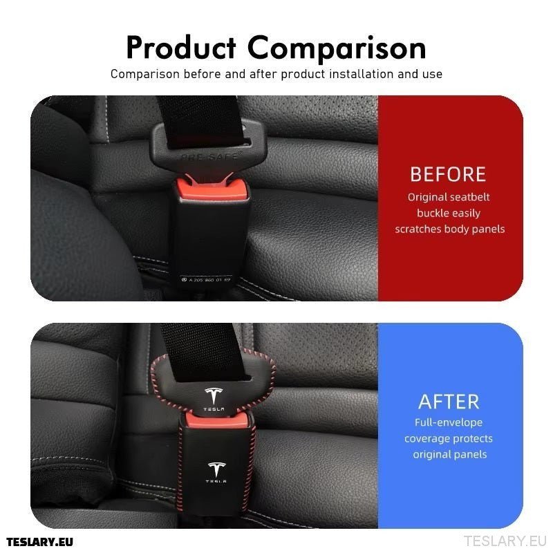 Tesla Model 3 Y S X Car Seat Belt Buckle Anti - scratch Protector with Tesla Logo - TESLARY Tesla Shop Accessories Europe Nederlands Dublin Cork Ireland Deutschland Espana Alicante France Italia