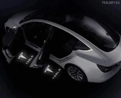 Tesla Model 3 / Y / S / X Door Projector Lights Plaid & Logo Style