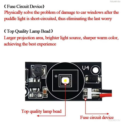Tesla Model 3 / Y / S / X Door Projector Lights Plaid & Logo Style - TESLARY Tesla Shop Accessories Europe Nederlands Ireland Deutschland Espana Alicante France Italia