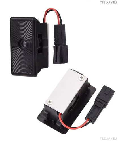 Tesla Model 3 / Y / S / X Door Projector Lights Plaid & Logo Style - TESLARY Tesla Shop Accessories Europe Nederlands Ireland Deutschland Espana Alicante France Italia