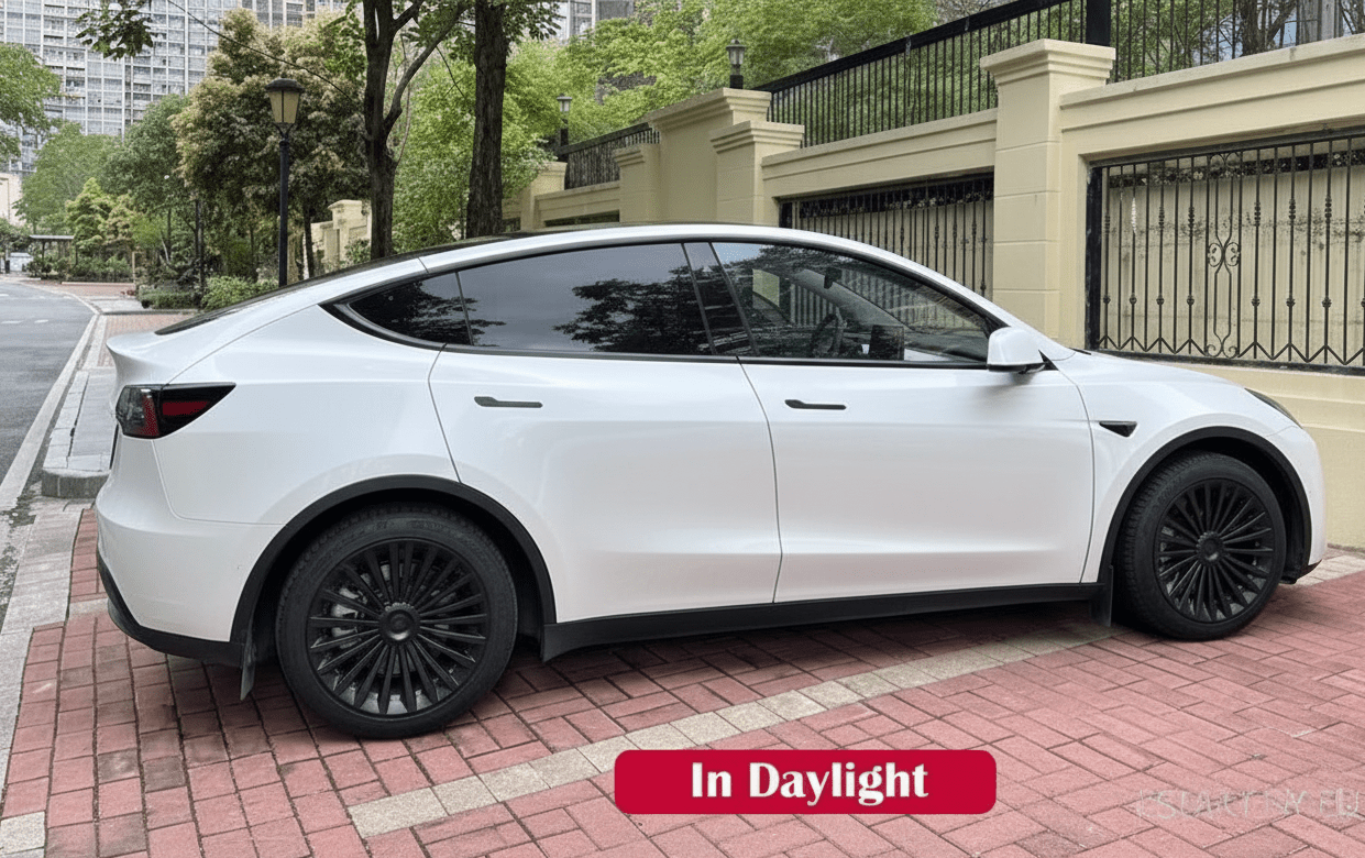 Tesla Model Y 19" Full Coverage Cyclone Wheel Covers - Gloss Black - TESLARY Tesla Shop Accessories Europe Nederlands Dublin Cork Ireland Deutschland Espana Alicante France Italia