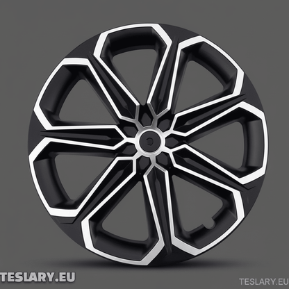 TESLA MODEL Y 19" UNIQUE S14 FULL COVER WHEEL HUBS BLACK & SILVER - TESLARY Tesla Shop Accessories Europe Nederlands Dublin Cork Ireland Deutschland Espana Alicante France Italia