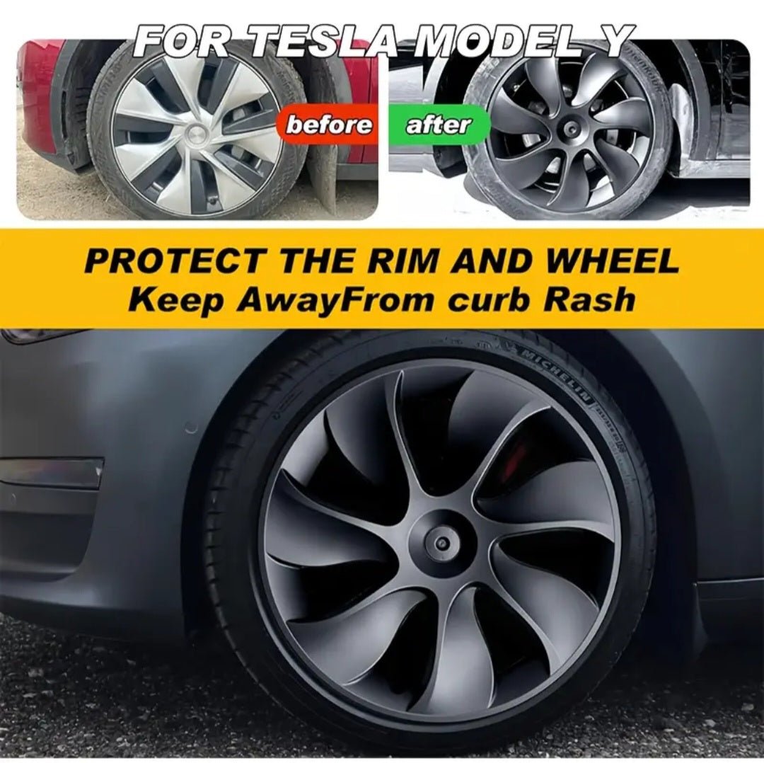 TESLA MODEL Y 19" UNIQUE S3 FULL COVER WHEEL COVERS MATT BLACK " LIMITED EDITION" - TESLARY Tesla Shop Zubehör Europa Niederlande Dublin Cork Irland Deutschland Spanien Alicante Frankreich Italien