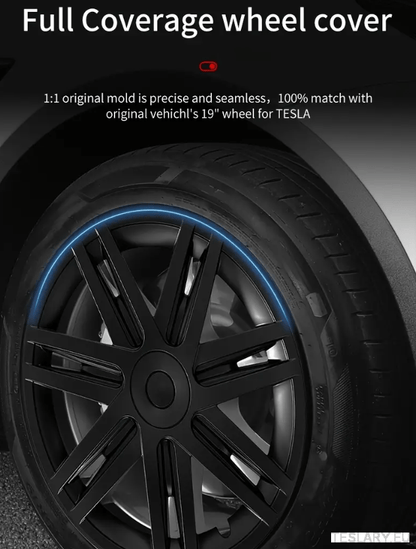 TESLA MODEL Y 19" UNIQUE S3 FULL COVER WHEEL HUBS STAR STYLE - TESLARY Tesla Shop Accessories Europe Nederlands Dublin Cork Ireland Deutschland Espana Alicante France Italia