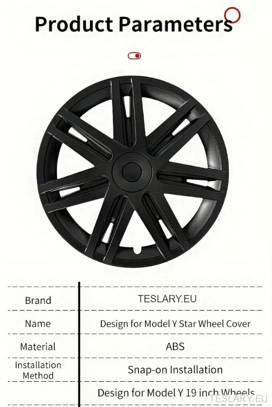 TESLA MODEL Y 19" UNIQUE S3 FULL COVER WHEEL HUBS STAR STYLE - TESLARY Tesla Shop Accessories Europe Nederlands Dublin Cork Ireland Deutschland Espana Alicante France Italia