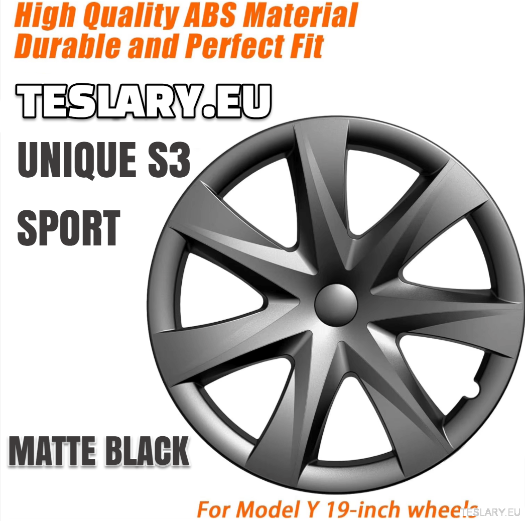 TESLA MODEL Y 19" UNIQUE S3 FULL COVER WHEEL HUBS - TESLARY Tesla Shop Accessories Europe Nederlands Dublin Cork Ireland Deutschland Espana Alicante France Italia
