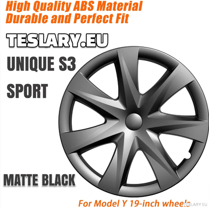 TESLA MODEL Y 19" UNIQUE S3 FULL COVER WHEEL HUBS - TESLARY Tesla Shop Accessories Europe Nederlands Dublin Cork Ireland Deutschland Espana Alicante France Italia