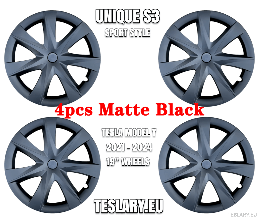 TESLA MODEL Y 19" UNIQUE S3 FULL COVER WHEEL HUBS - TESLARY Tesla Shop Accessories Europe Nederlands Dublin Cork Ireland Deutschland Espana Alicante France Italia