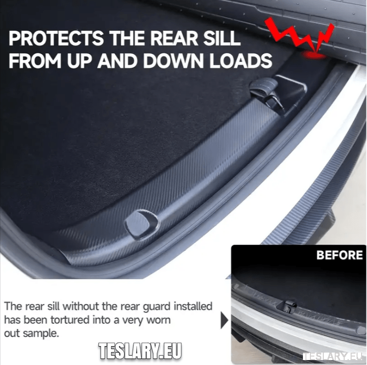 Tesla Model Y 2021 - 2024 ABS Trunk Protector Guard Carbon Fiber Style - TESLARY Tesla Shop Accessories Europe Nederlands Dublin Cork Ireland Deutschland Espana Alicante France Italia