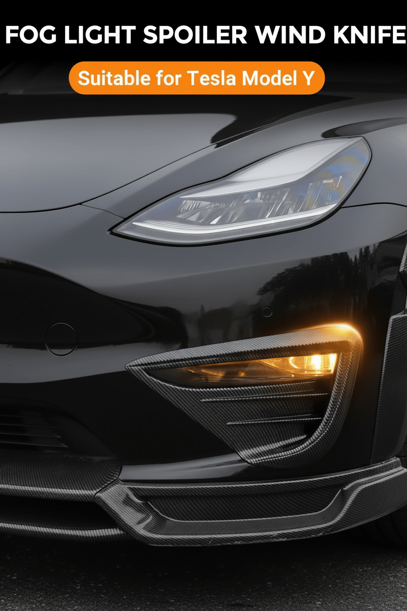 Tesla Model Y Front Fog Light Wind Deflector in Matte Black , Carbon & Gloss Black - TESLARY Tesla Shop Accessories Europe Nederlands Dublin Cork Ireland Deutschland Espana Alicante France Italia