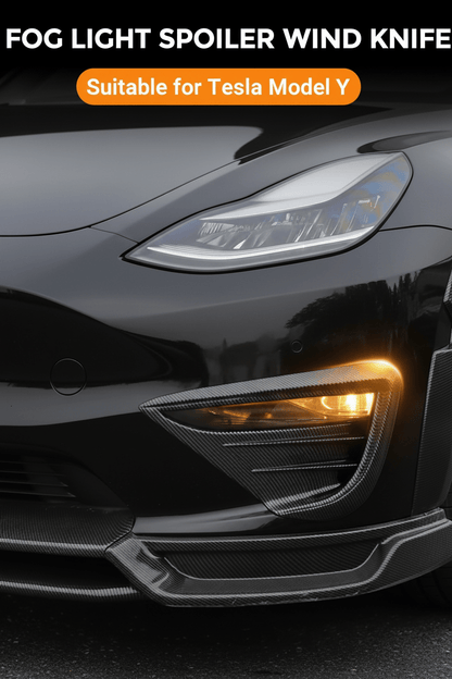 Tesla Model Y Front Fog Light Wind Deflector in Matte Black , Carbon & Gloss Black - TESLARY Tesla Shop Accessories Europe Nederlands Dublin Cork Ireland Deutschland Espana Alicante France Italia